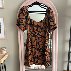 A New Day Brown and Black Puff Sleeve Sundress